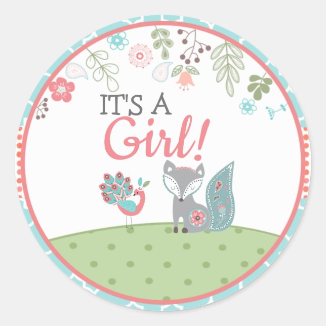 Stickers Baby shower Baby Fox (Devant)