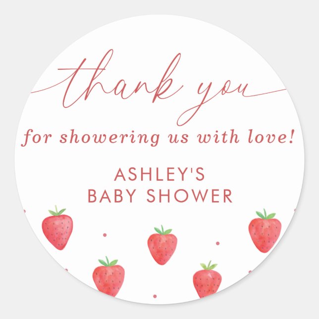 Stickers baby shower, Baby shower fraise Favoriser (Devant)
