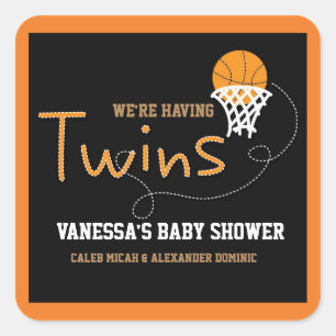 Stickers Baby shower BASKETBALL TWINS Typographie