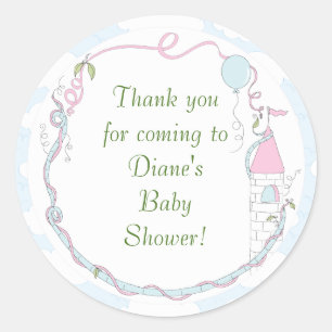 Stickers baby shower Bleu/Château 1 1/2" ou 3"