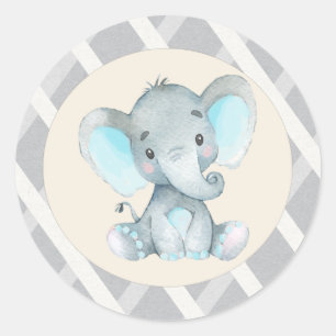Stickers Baby shower bleu éléphant garçon