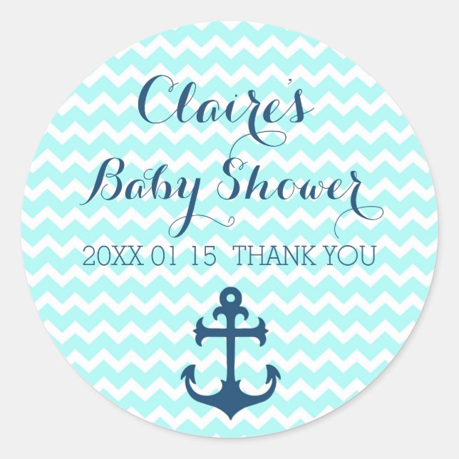 Stickers Baby shower bleu nautique Favoriser (Devant)