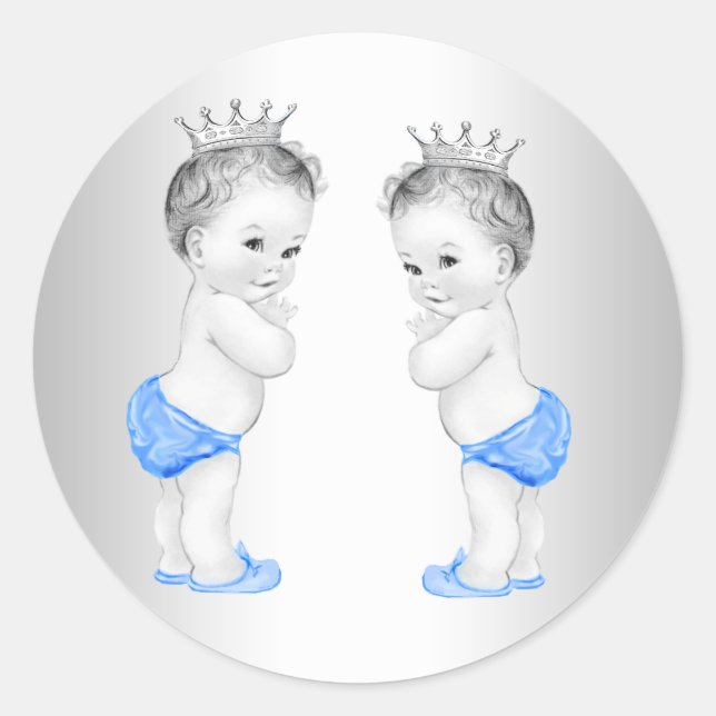 Stickers Baby shower Bleu Prince Boys Twin (Devant)