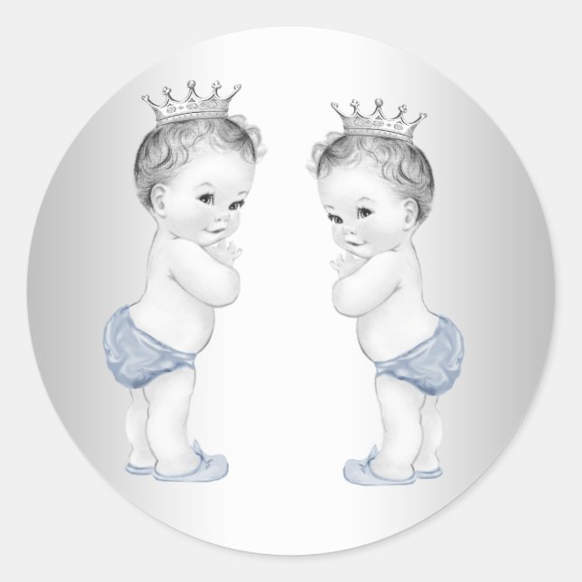 Stickers Baby shower Bleu Prince Boys Twin (Devant)