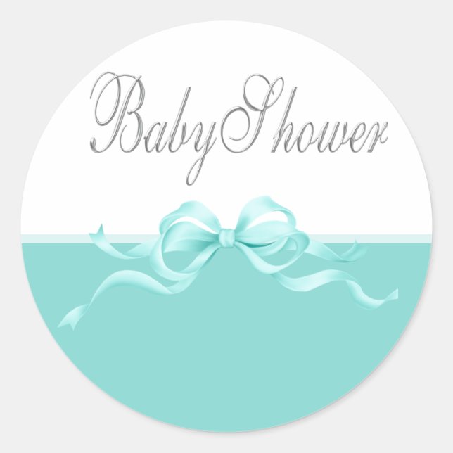 Stickers Baby shower bleu Turquoise élégant (Devant)