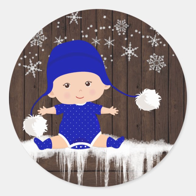 Stickers Baby shower Blue Snowflake (Devant)