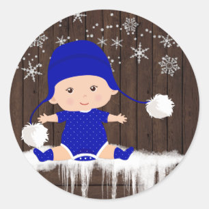 Stickers Baby shower Blue Snowflake