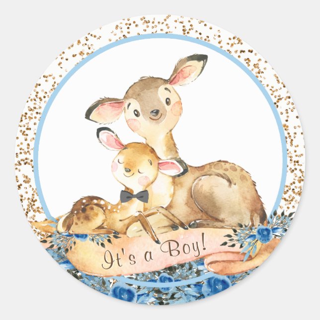 Stickers Baby shower Boys Woodland Deer (Devant)