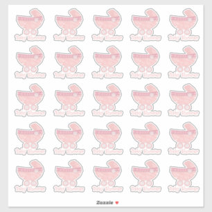 Stickers Baby shower Buggy pour bébé rose