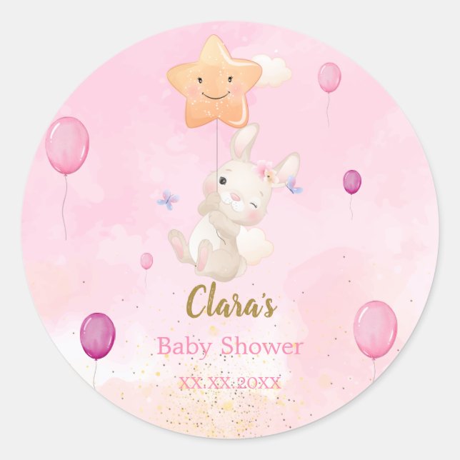 Stickers Baby shower Bunny Pink (Devant)