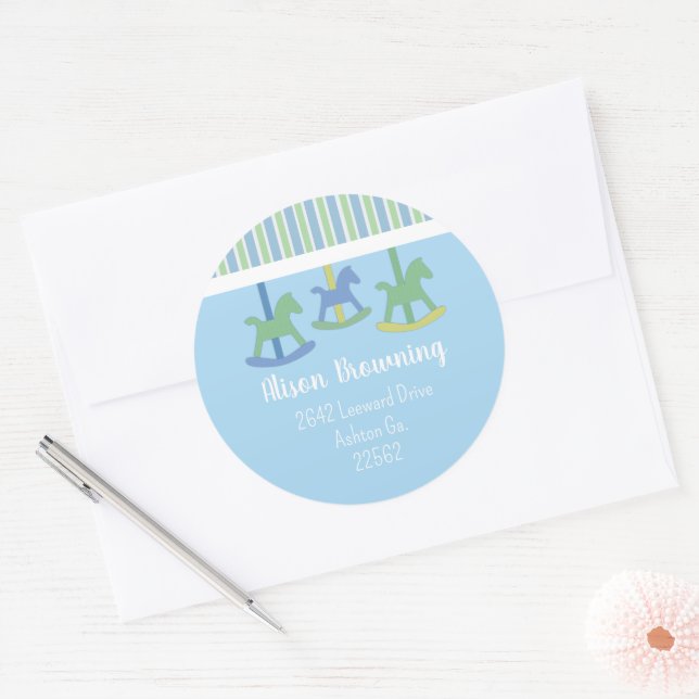 Stickers Baby shower carrousel (Enveloppe)