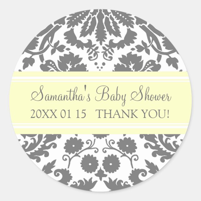 Stickers Baby shower Citron gris Damas Favoriser (Devant)