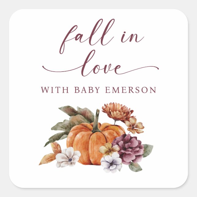 Stickers Baby shower Citrouille d'automne (Devant)
