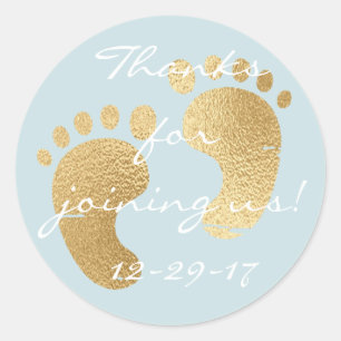 Stickers baby shower "Classic Gld/Bl" 1 1/2" ou 3"