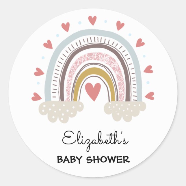 Stickers Baby shower Customisé Boho Rainbow (Devant)