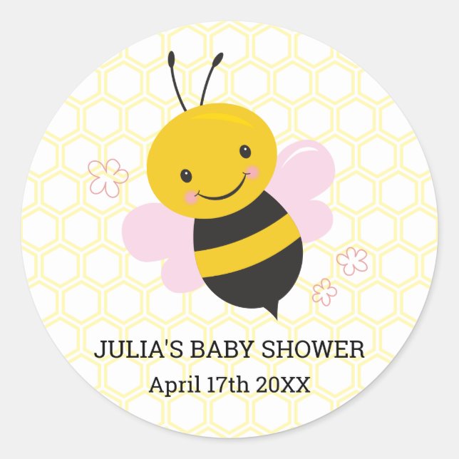 Stickers Baby shower d'abeilles personnalisées - B (Devant)