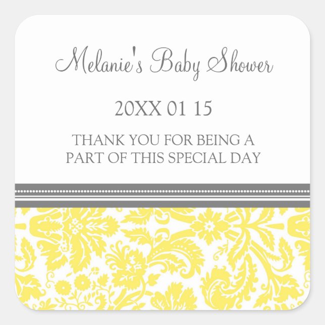 Stickers Baby shower Damas Jaune Favoriser (Devant)