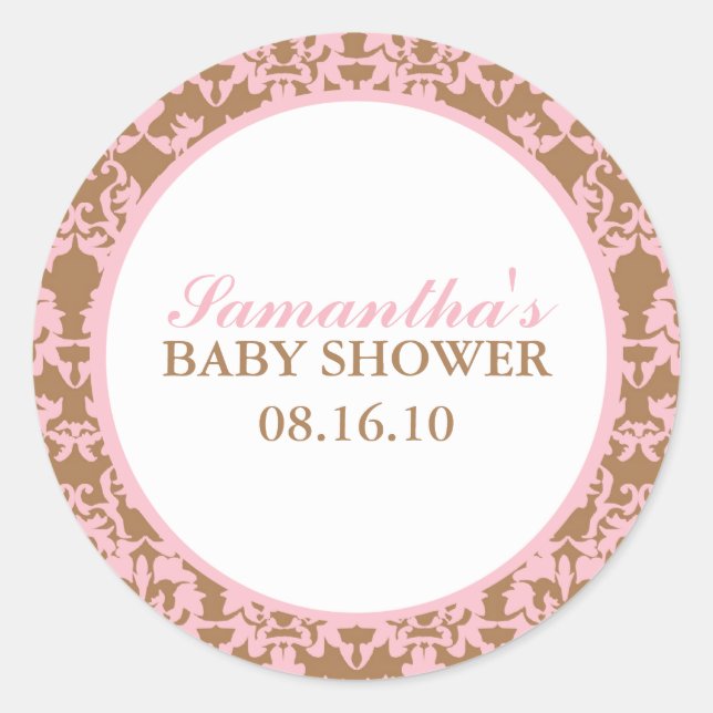 Stickers Baby shower Damask élégant (Devant)
