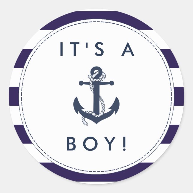 Stickers Baby shower d'Ancres nautiques - C'est un (Devant)