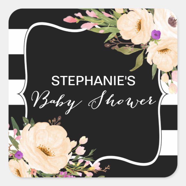 Stickers Baby shower d'aquarelle en fleurs d'anémo (Devant)