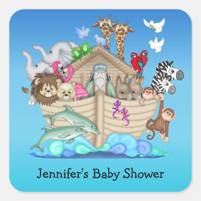Stickers Baby shower d'arche de Noah (Devant)