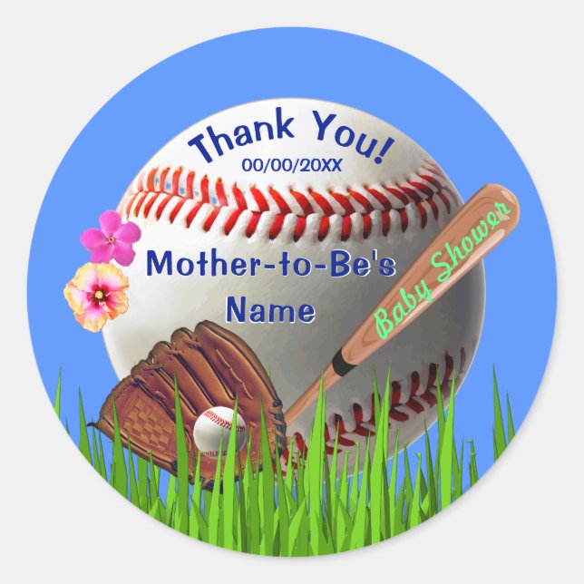 Stickers Baby shower de baseball personnalisés, Ga (Devant)