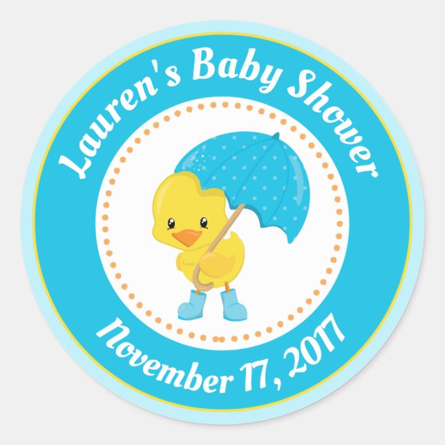 Stickers Baby shower de canard Favoriser Blue Baby (Devant)