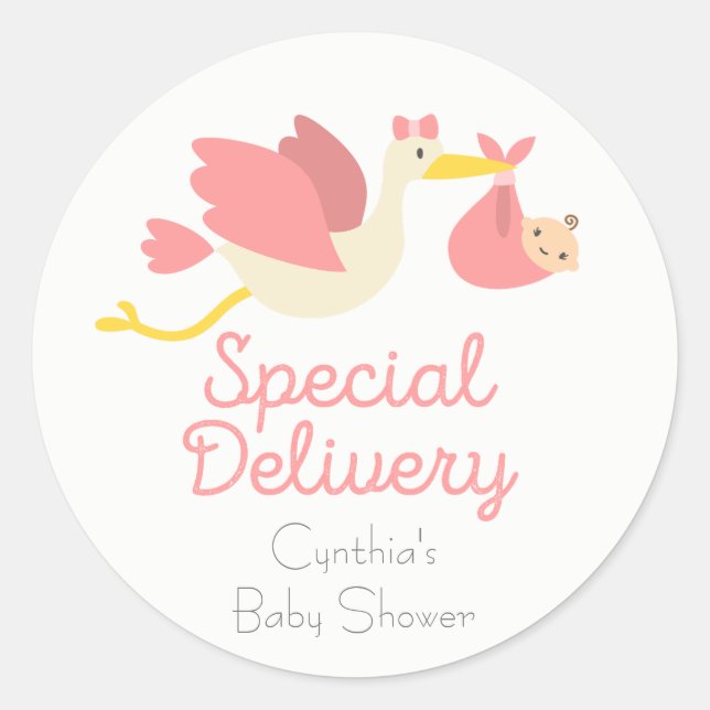 Stickers Baby shower de cigogne (Devant)