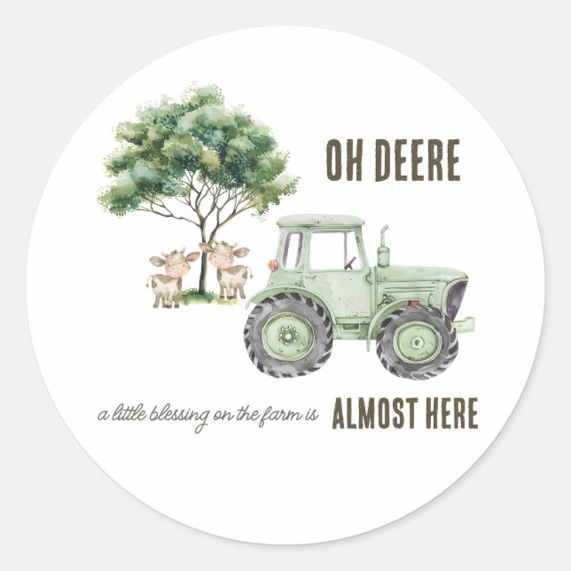 Stickers Baby shower de ferme de tracteur vert aqu (Devant)
