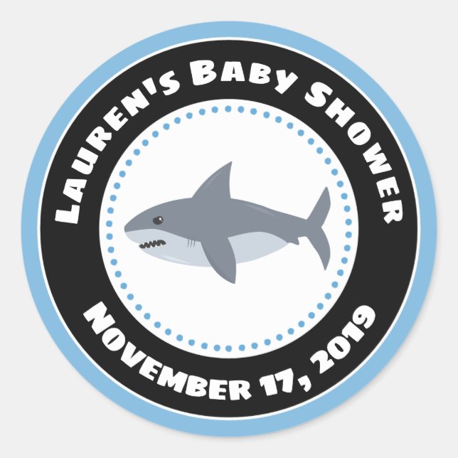 Stickers Baby shower de requin Favoriser (Devant)
