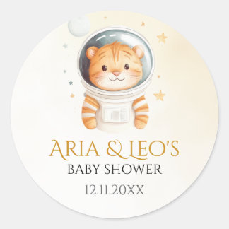 Stickers Baby shower de tigre spatial Favoriser