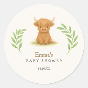 Stickers Baby shower de vache Highland