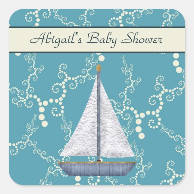 Stickers Baby shower de voiliers personnalisés (Devant)
