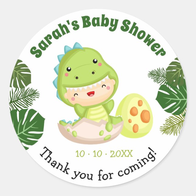 Stickers Baby shower Dinosaur Favoriser (Devant)