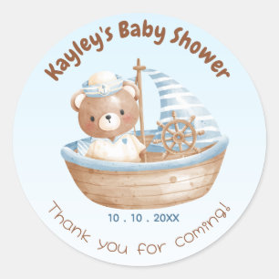 Stickers Baby shower d'ours nautique Favoriser les