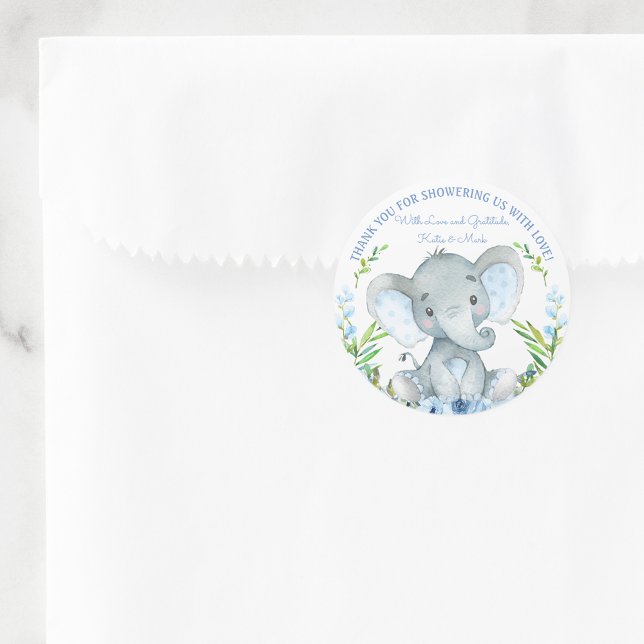 Stickers Baby shower éléphant garçon Favoriser (Créateur téléchargé)