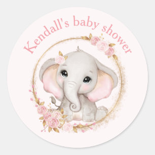 Stickers Baby shower Eléphant Rose