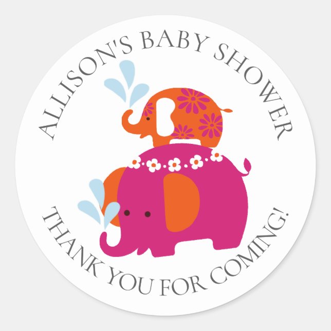 Stickers Baby shower Eléphants Mod (Devant)