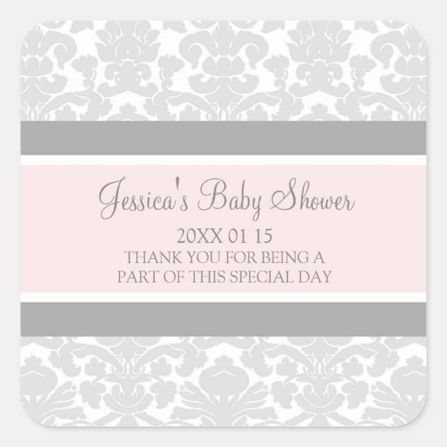 Stickers Baby shower en damas gris-roux Favoriser (Devant)