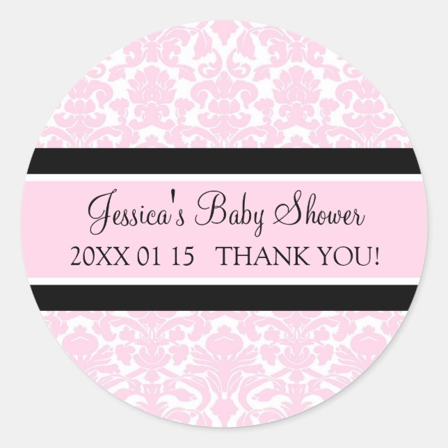 Stickers Baby shower en damas rose Favoriser (Devant)