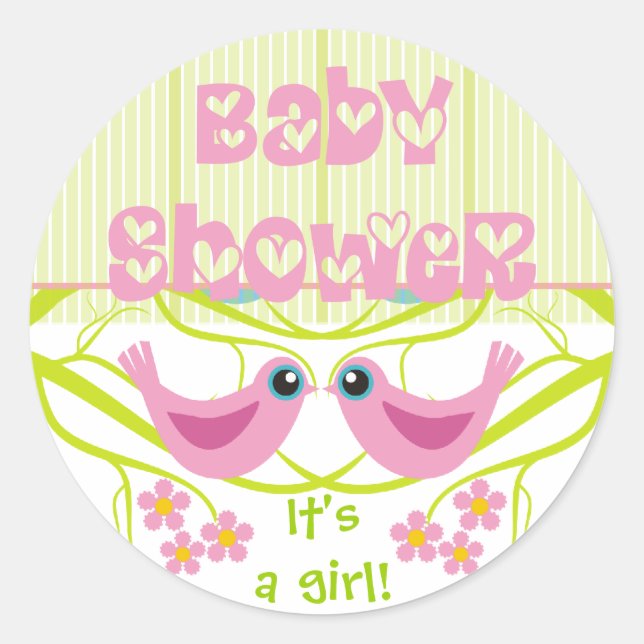 Stickers Baby shower Enveloppe Oiseaux mignons (Devant)
