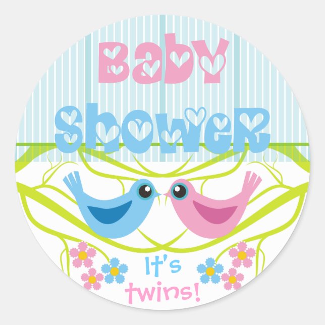 Stickers Baby shower Enveloppe Oiseaux mignons (Devant)