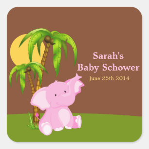 Stickers Baby shower fille Eléphant de la Jungle m