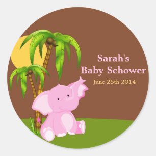 Stickers Baby shower fille Eléphant de la Jungle m