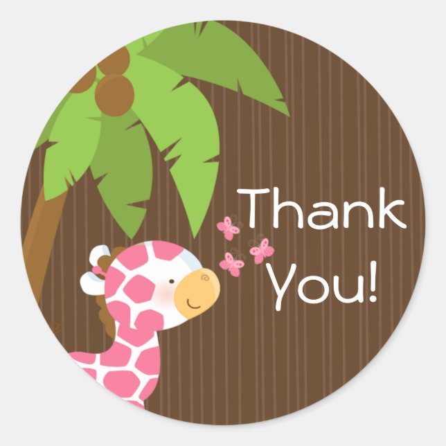 Stickers Baby shower fille Giraffe Safari mignonne (Devant)