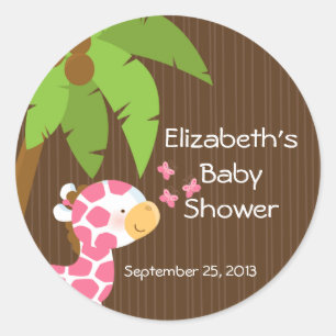 Stickers Baby shower fille Giraffe Safari mignonne