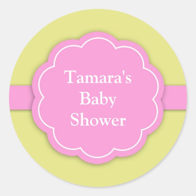 Stickers Baby shower fille rose (Devant)