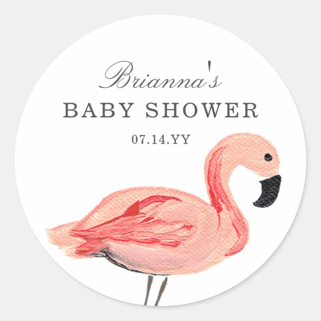 Stickers Baby shower Flamant rose (Devant)