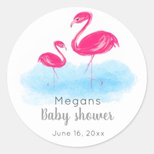 Stickers Baby shower Flamant rose rose