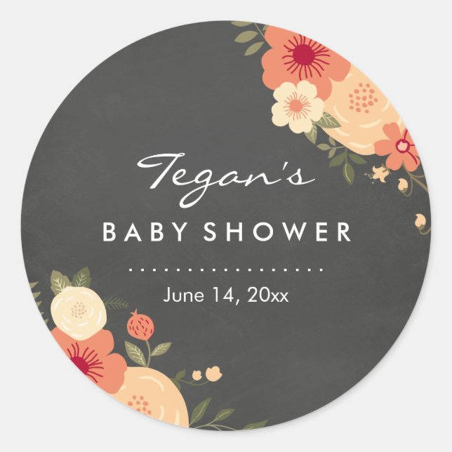Stickers Baby shower Floral Moderne (Devant)